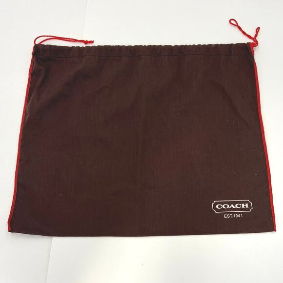 Coach Dust Bag Protective Cover Brown Storage Red Edge Drawstring 16x19” - Picture 1 of 9